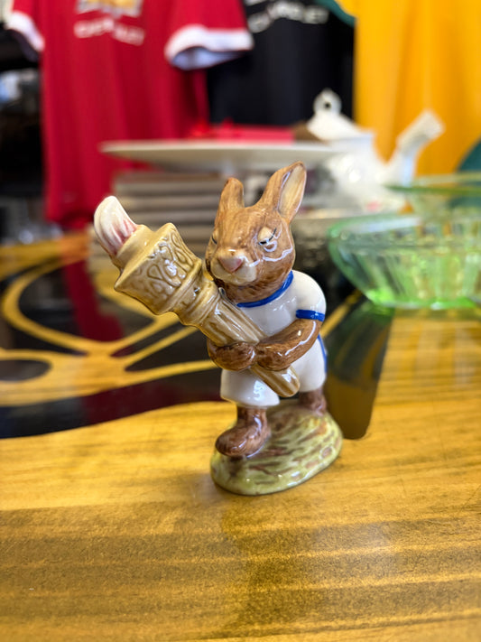 Vintage Royal Doulton Olympic Bunnykins DB28 Blue & White Figurine