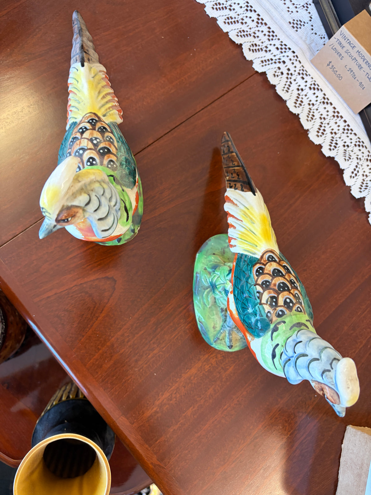 Vintage Japanese Hand-Painted Ceramic Pheasant Figurines – Matching Pai