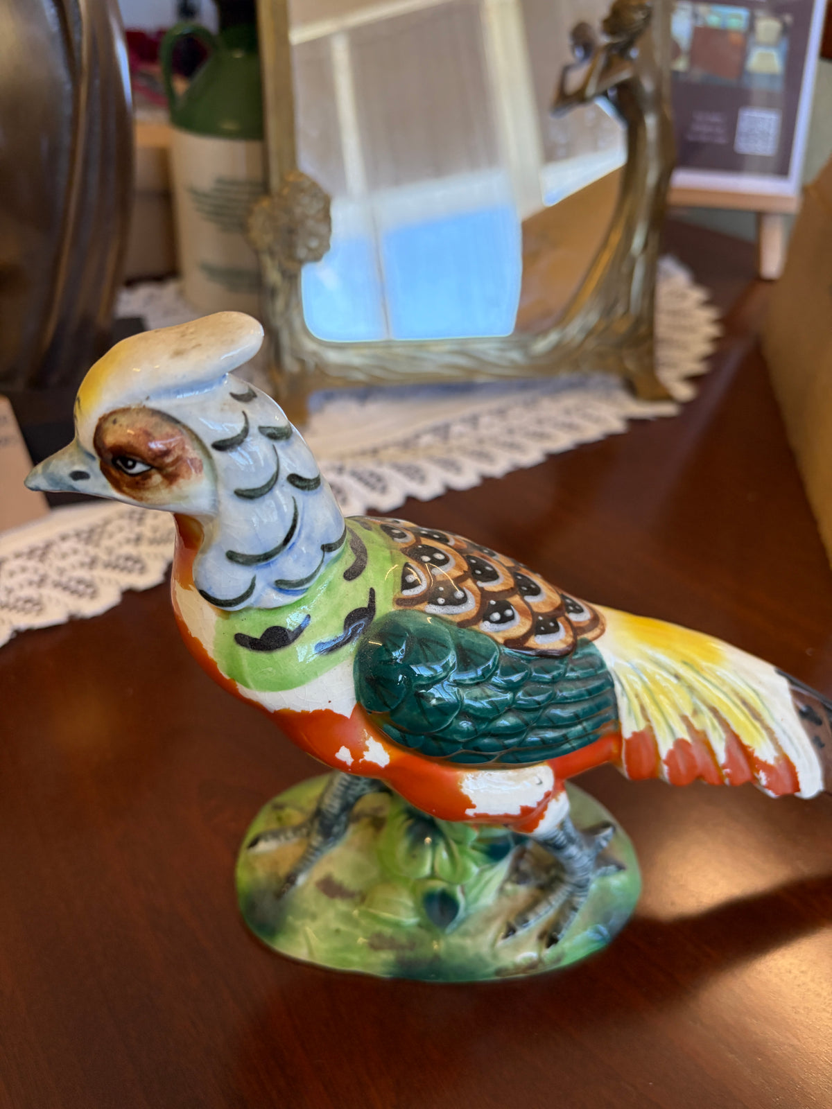Vintage Japanese Hand-Painted Ceramic Pheasant Figurines – Matching Pai