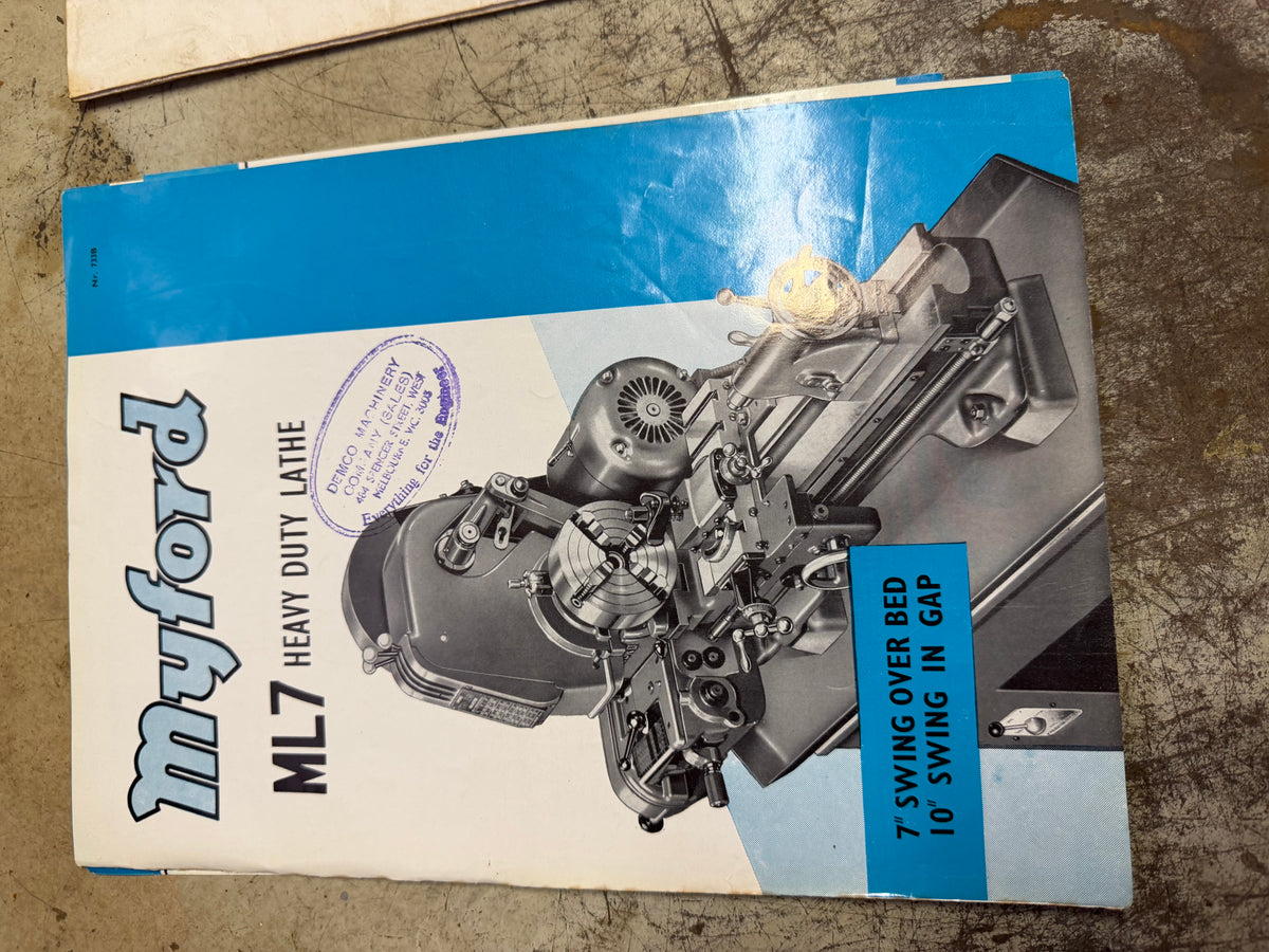 Myford Super 7 Metal Lathe – 1970s – Low Wear – Manuals & Accessories