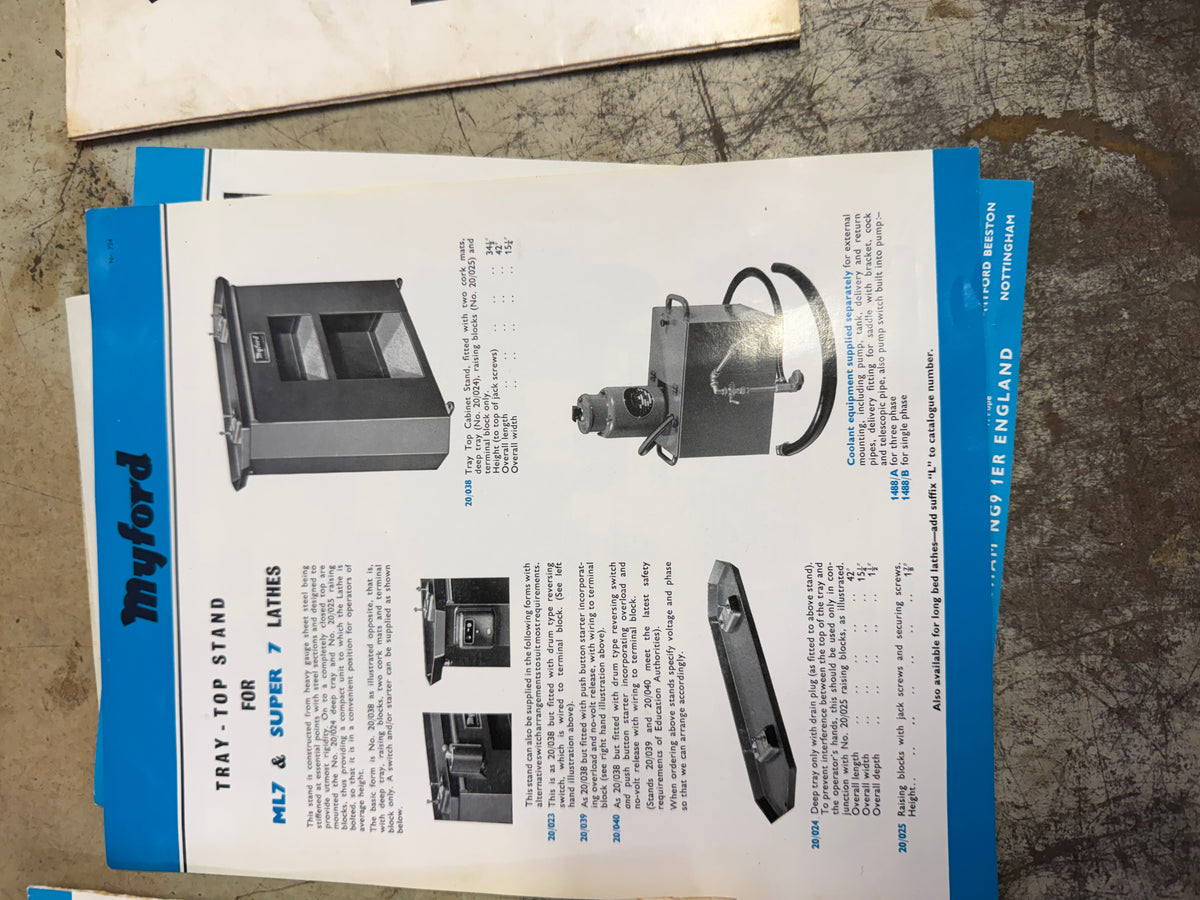 Myford Super 7 Metal Lathe – 1970s – Low Wear – Manuals & Accessories