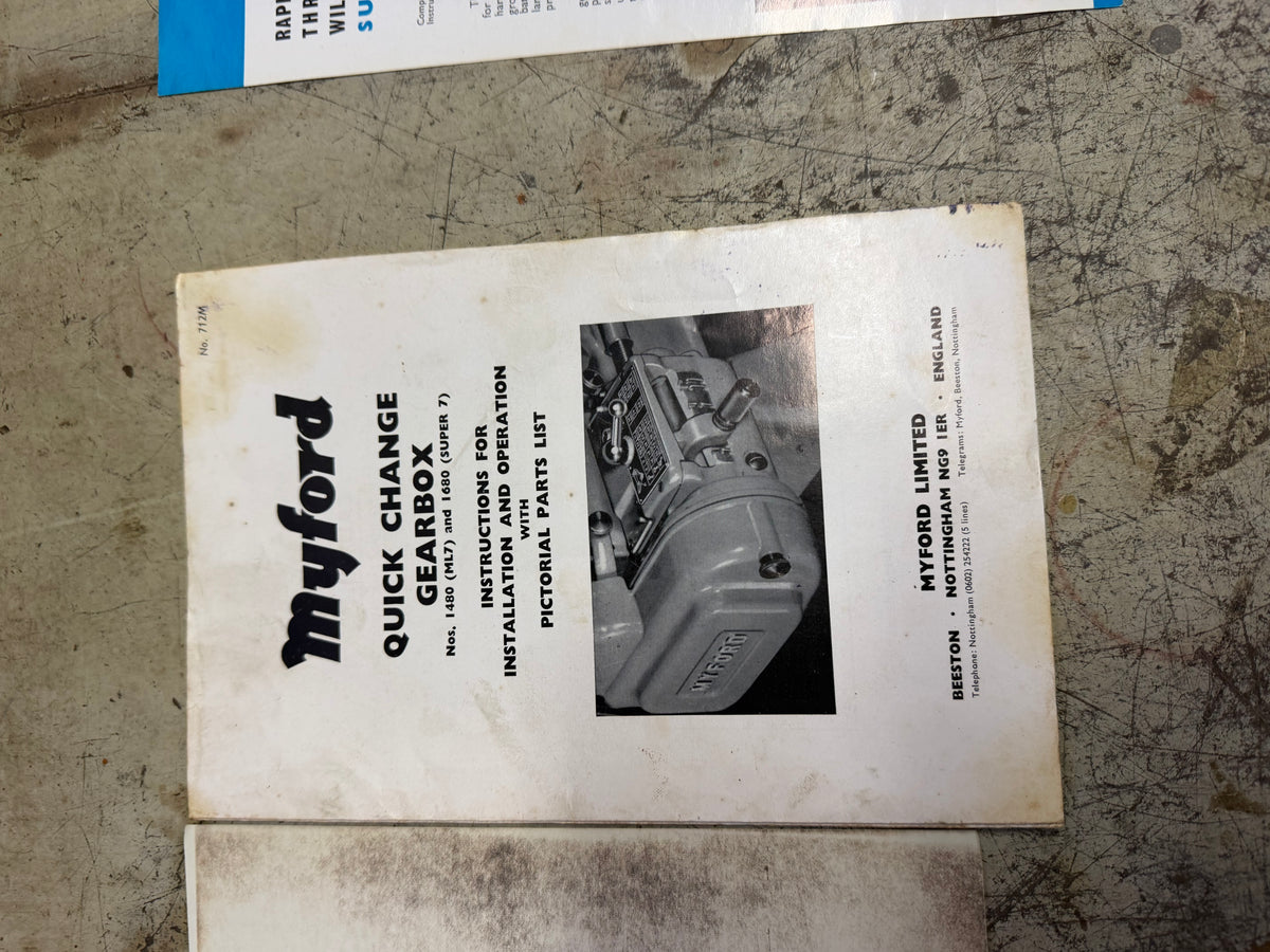 Myford Super 7 Metal Lathe – 1970s – Low Wear – Manuals & Accessories