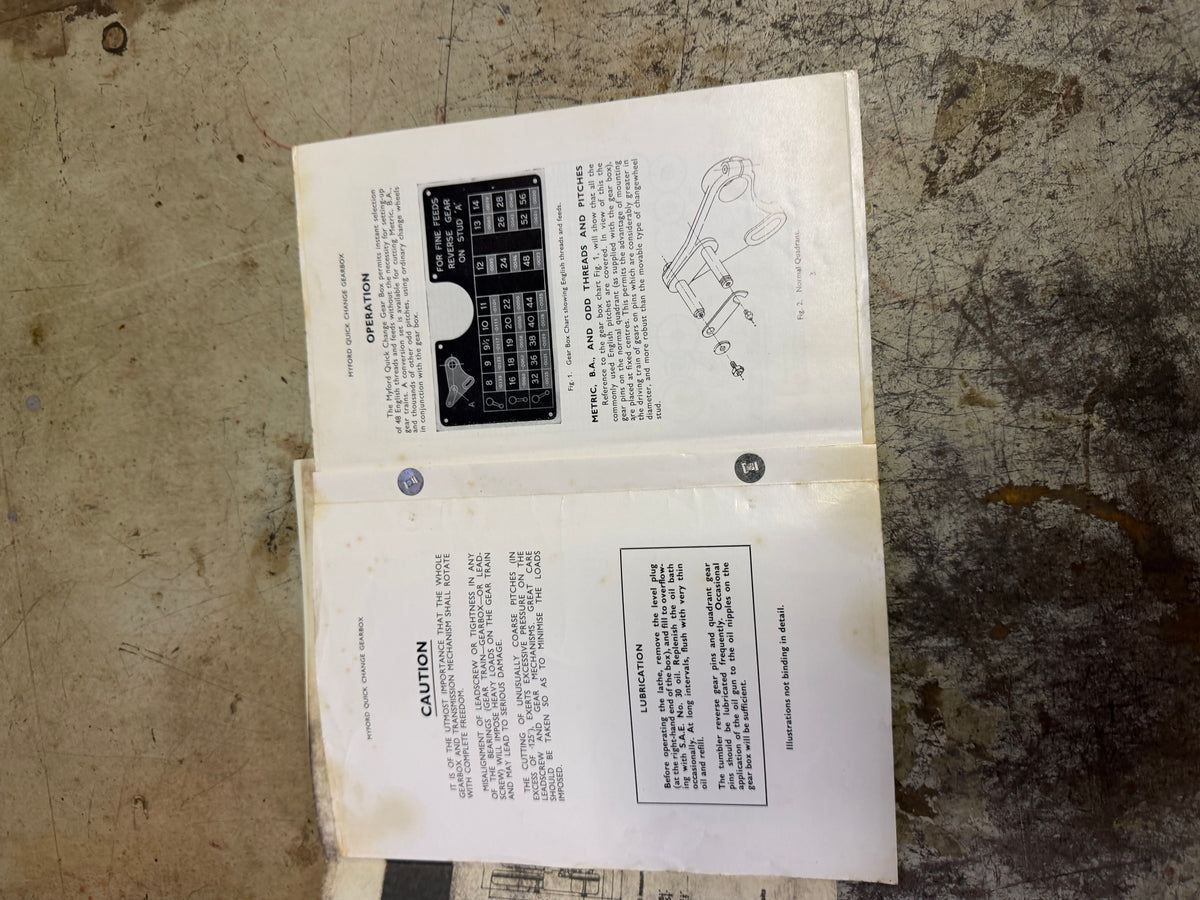 Myford Super 7 Metal Lathe – 1970s – Low Wear – Manuals & Accessories