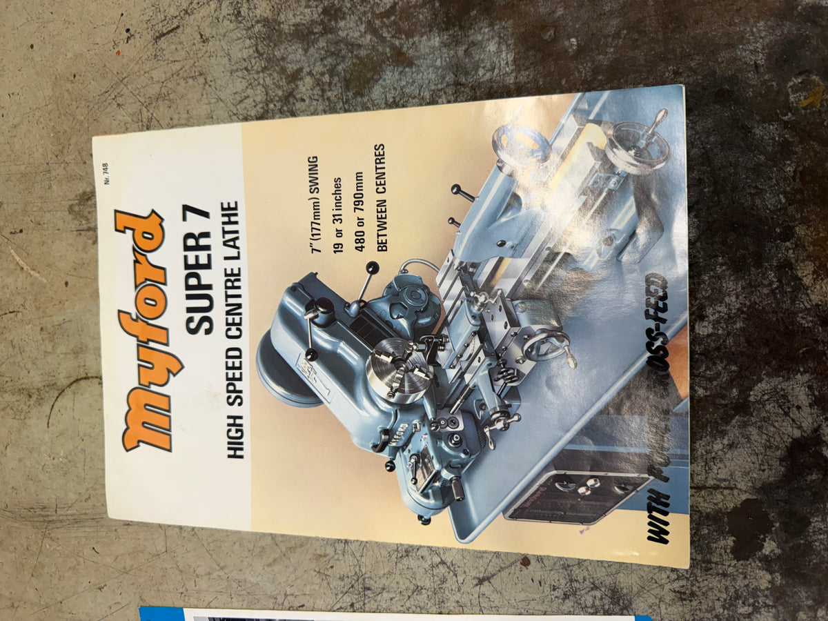 Myford Super 7 Metal Lathe – 1970s – Low Wear – Manuals & Accessories