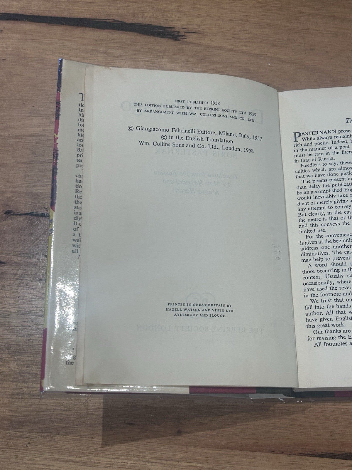 Doctor Zhivago by Boris Pasternak The Reprint Society Historical Romance Women